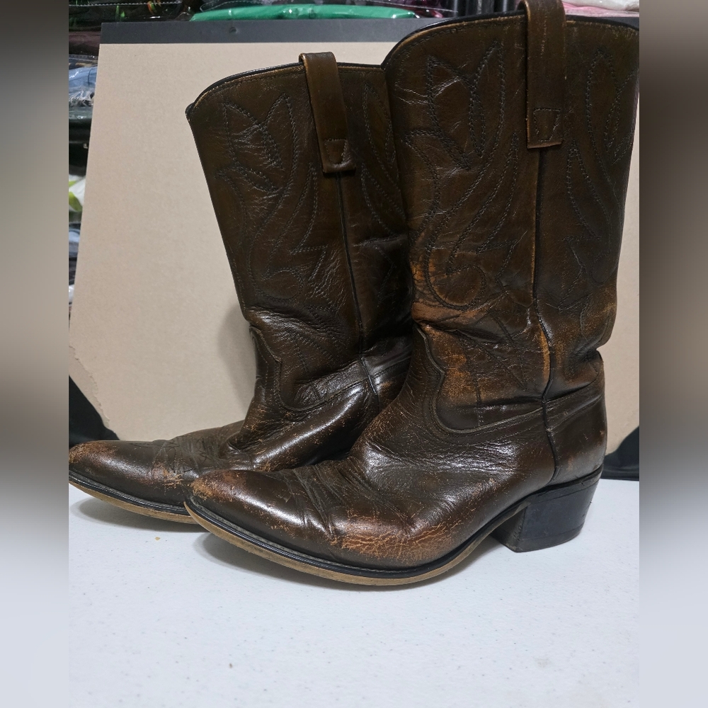 ACME Brown Leather Cowboy Boots